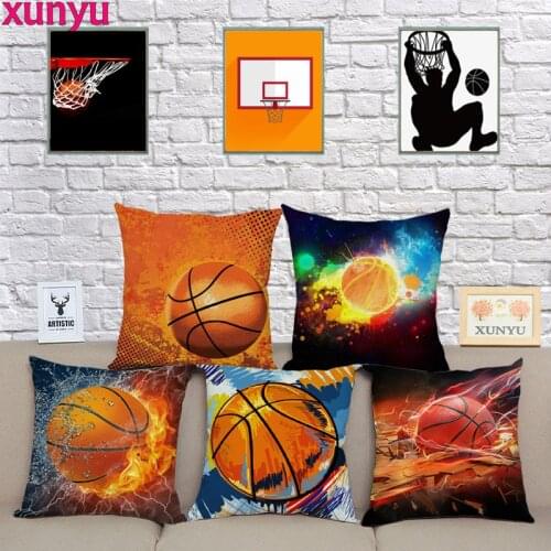 XUNYU Basketball Cushion Cover Fun Pillow Case Home Decorative Throw Pillow Covers for Sofa Car KQ27 45x45cm
