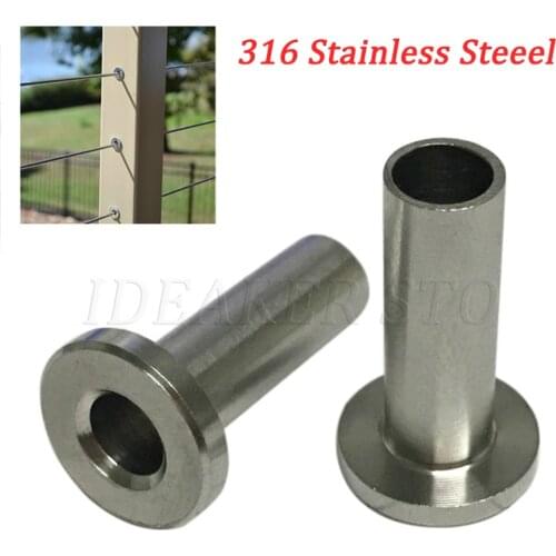 T316 Marine Grade Stainless Steel Protective Protector Sleeves Grommet for 1/8" or 5/32" 3/16" Deck Cable Railing Kit