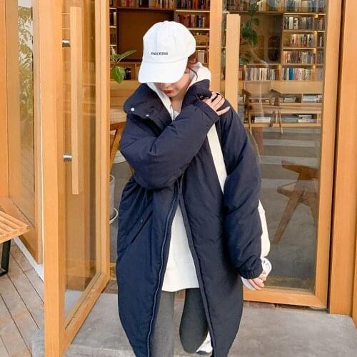 New 2021 Winter Spring Women Jacket Pockets Stand Collar Puffer Parkas High-Quality Oversize Warm Long Coat