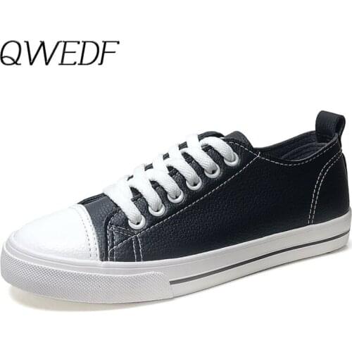 2019 Women Sneakers Fashion Breathble Vulcanized Shoes Pu leather Platform Lace up Casual White sneaker Tenis Feminino Z3-90