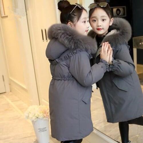 Girls Winter Jacket Warm Coat Clothing Thick Parkas Childrens Big Fur Hood Outerwear Jacket Winter Toddler Girl Kids Clothes