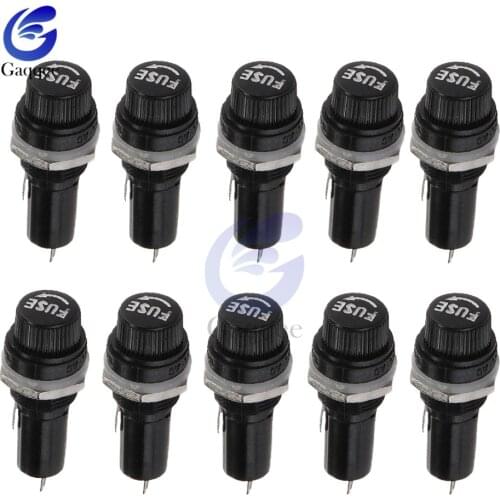 10Pcs/lot 5x20mm Fuse Holders 5x20 mm Black Insurance Tube Socket Fuse Holder 10A 250V AC 15A 125V AC For 5*20MM Insurance Panel