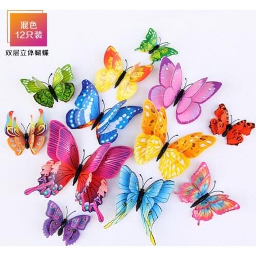 12pcs/lot party decoration 3D Creative butterfly Wall Stickers Decoration Wall Stickers Home Decoration