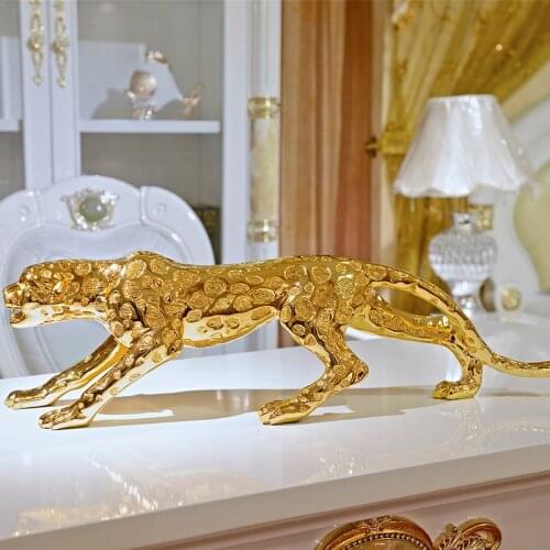 53cm Large 2021 Home store Company TOP COOL business decorative art GOOD LUCK Cheetah leopard golden Sculpture Statue