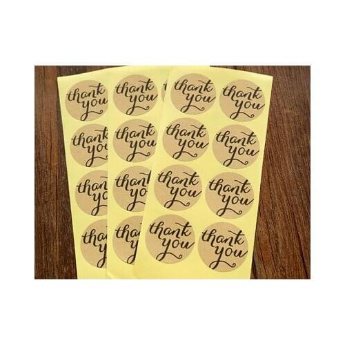 600 pcs/lot Round Kraft Paper thank you letter packaging label Adhesive Sticker(ss-1557)