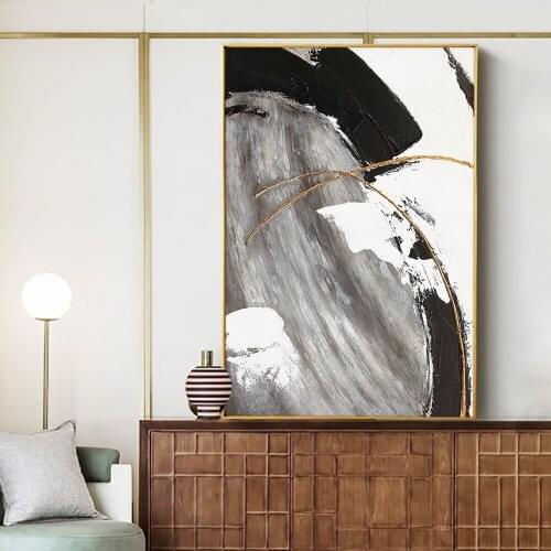 Abstract 100% Hand Painted Oil Painting On Canvas Black Handmade Modern Wall Art Pictures For Living Room House Decoration