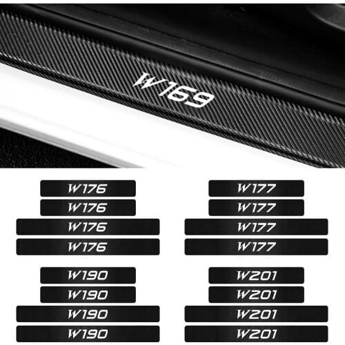 Car styling For Mercedes Benz AMG CLK W108 124 140 C200 300 W220 W201 W211 4pcs Carbon Fibre Door Plate Scuff Protection Sticker
