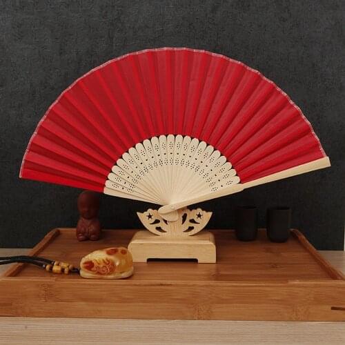 Free Shipping 1pcs Multi-color Plain Cloth Bamboo Hand Fan Summer Accesory Art Wedding Decoration Table Bride House Crafts