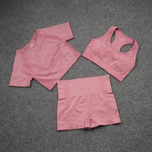 Seamless Yoga Sets Sports Bra High Waist Fitness Shorts Crop Top Shirts Gym Set Workout Clothes Athletic Wear Sports-bra Set