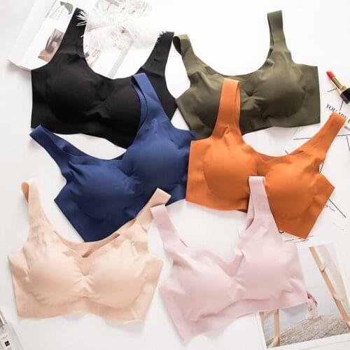 Seamless Candy Women Bra Cooling Gathers Shock-Proof Thin Pad Sexy Push Up Underwear Solid Female Intimate Bralette Lingerie