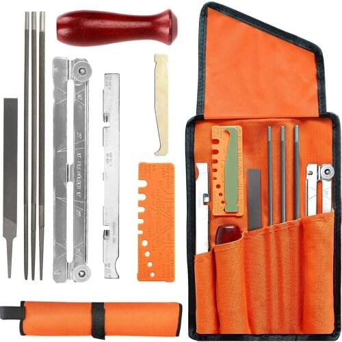 10 Pieces of Chain Saw Sharpener Kit 3/16 5/32 7/32 Chain Saw File with 6-inch Flat File, Depth Gauge and File Guide