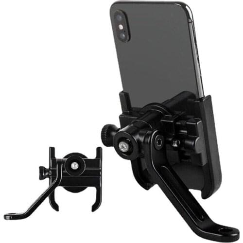 Black Aluminum Alloy Motorcycle Bike Mobile Phone Holder Gps Mountain Bike Holder Rearview Mirror Type Universal Holder