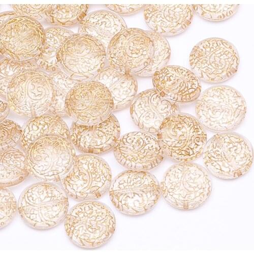 CHONGAI 50Pcs Vintage Inspired Ethnic Acrylic Antique Style Design Flat Round Spacer Bead For Jewelry Making DIY 6X18mm