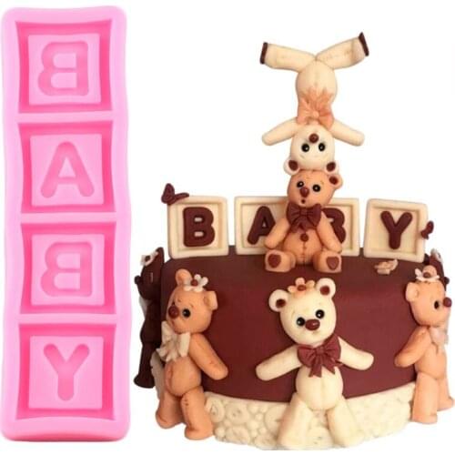 Baby Letter Silicone Mold Baby Party Cake Border Fondant Cake Decorating Tools Chocolate Gumpaste Moulds Candy Resin Clay Molds