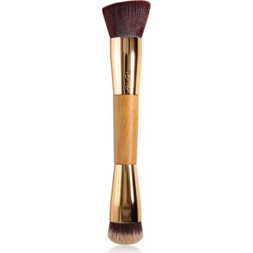 Double Ended Makeup Brush Bamboo Angled Contour Brush Precision BB Cream Liquid Foundation Make up Brushes Gold