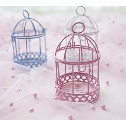 European Creative Iron Romantic Bird Cage Box Decorative Mini Gift Home Ornament Wedding Gifts Party Doll House Accessories