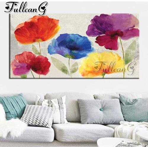 FULLCANG Abstract colored flowers large diamond painting 5d diy full square round drill mosaic embroidery sale decor FC3432