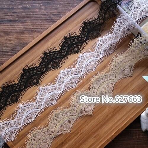 9meter French Eyelash Lace Trims Embroidery Black Lace Fabric DIY Garments Sewing Accessories Handmade Patchwork Crafts