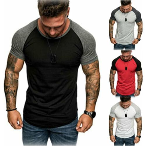 Summer Mens Casual Short Sleeve Slim Fit Muscle Tee Bodybuilding T-shirt Tops