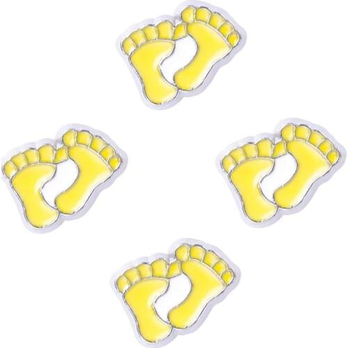 F201 Free Shipping Alloy Enamel Pink Baby Feet Charms For Foating Locket Charms 20Pcs/Lot