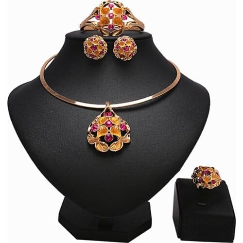 Longqu 2020 Dubai gold Bridal Jewelry Set Wholesale Nigerian woman accessories jewelry set Fashion African New Design Jewelry