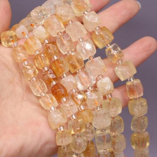 Natural Semi-precious Stone Rectangular Beads Citrine DIY for Jewelry Making Necklace Earrings Bracelet Gift38cm