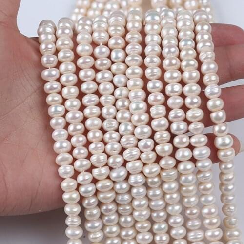 Real Cheaper White Freshwater Pearl Button Shape Thread Bead Strand For DIY Jewelry