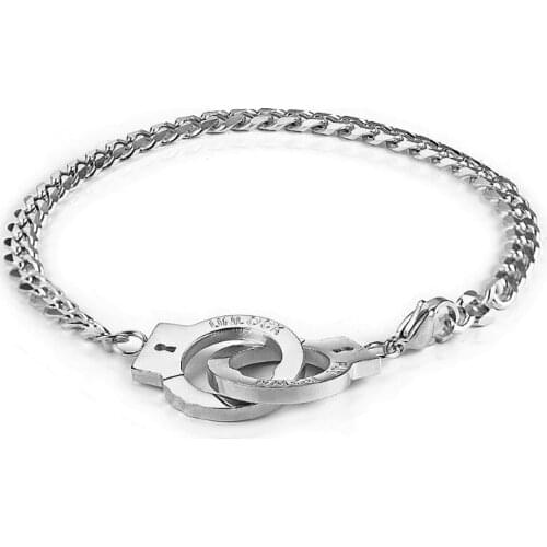 Stainless Steel PUT DOWN Engrave Men Retro Handcuffs Bracelet Bangle Jewelry Gift For Him