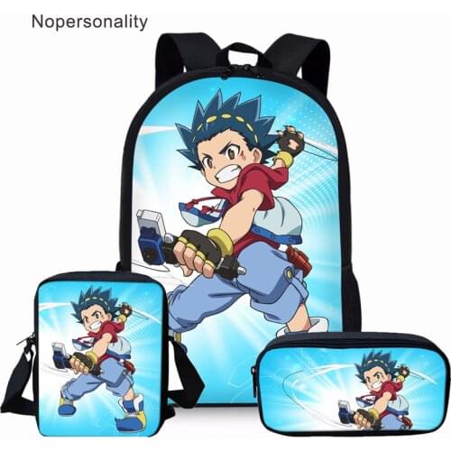 Nopersonality Polyester Student Bag Beyblade Burst Cartoon Large Capacity Child Bookbag with Both Side Pocket for Middle Student