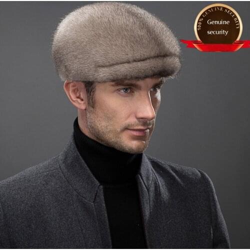 New Mink Hat Mens Winter Ear Protection Cap Middle-aged And Elderly Mink Fur Warm Baseball Cap Outdoor Hat