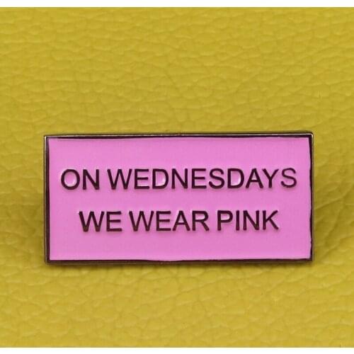 Mean Girls On Wednesdays We Wear Pink Brooch our cult favorite movie enamel Pin breast cancer awareness accessory