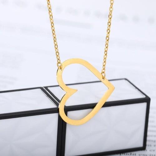Charm Jewelry Big heart Fashion Women Pendants Necklaces Love Forever Stainless Steel Chain Rose Gold Necklace Best Friend Gifts