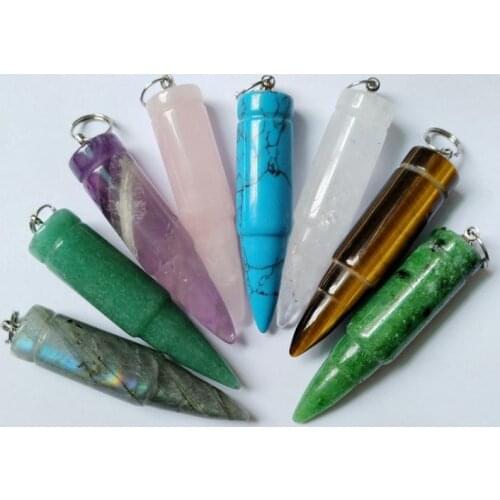 Wholesale 4pcs/lot Natural Gem stone Healing Point Pendant,Gem Quartz Bead Pendant for jewelry necklace