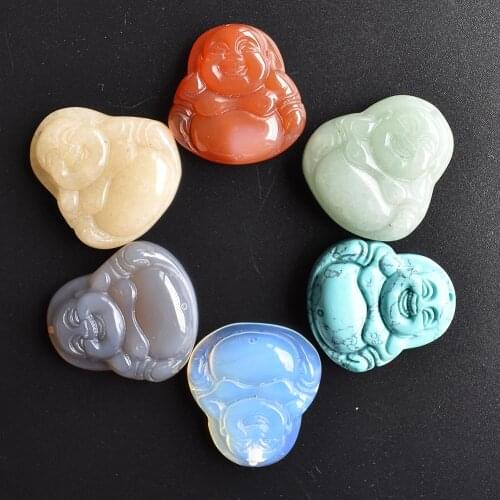 Wholesale6pcs/lot high quality assorted natural stone buddha carved charms pendants for jewelry making free shipping