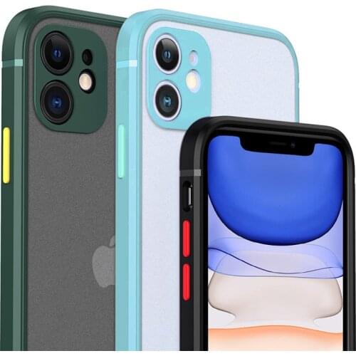 Shockproof Armor Matte Case For iPhone 12 11 Pro Xs Max XR X 7 8 Plus SE 2020 Mini Luxury Silicone Straight Frame Cover Coque