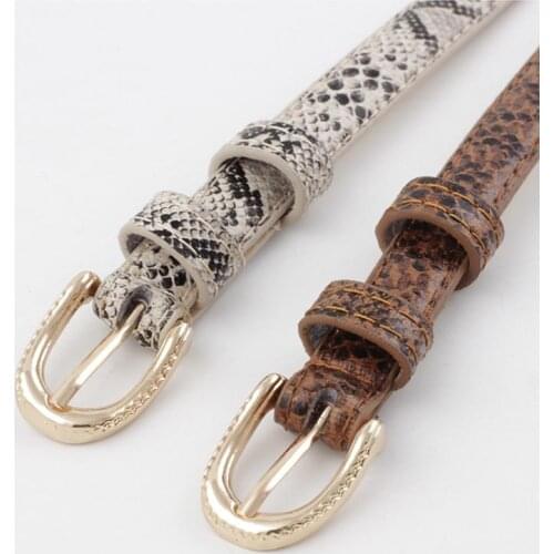 Q Hot Fashion Girls Pin Buckle Snake Stripe Waistband Pu Leather Thin Retro Jeans Dress Accessories Personal Women Waist Belt