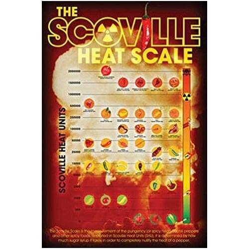 Scoville - Pepper Heat Scale Poster Metal Tin Sign Retro Kitchen Garage Decor Signs 8x12inch