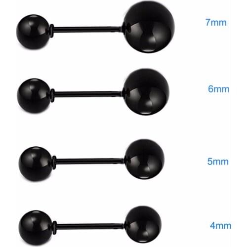Unisex 4 pairs stainless steel round ball 4mm-7mm women stud earring screw-back earrings jewelry Dropship