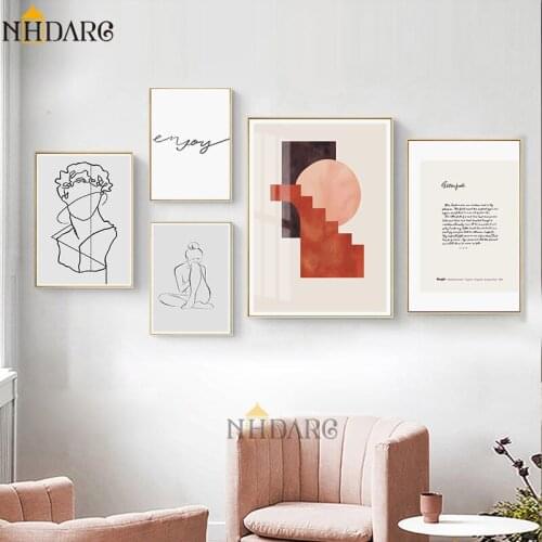 Modern Fashion Retro Line Figure Abstract Decoration Posters and Prints Canvas Paintings Wall Art for Living Room Home Decor