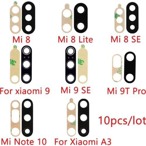 10pcs/lot Back Camera Glass Lens With Sticker Glue For Xiaomi Redmi 9 8 Lite SE 9T Pro A3 Note 10 Camera Lens Glass