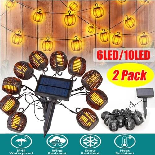 5m Led Solar Hanging Lanterns Garden Decor Outdoor Waterproof Solar Garden Lamps LED String Lights Patio Flickering Flame Light