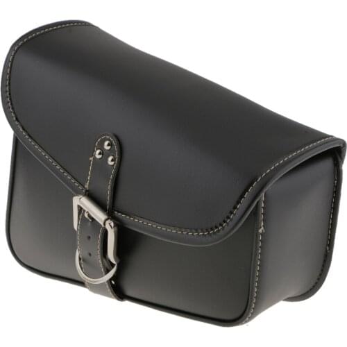 Vintage BLACK PU LEATHER MOTORBIKE MOTORCYCLE BAG Saddle Satchel Buckle Bike