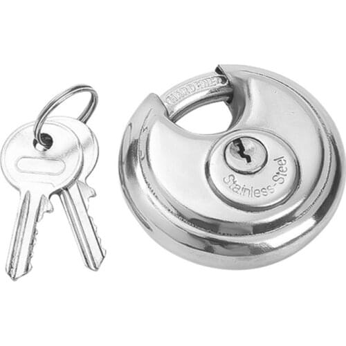 Stainless Steel Shrouded Shackle Discus Padlock with 2 Keys Pure Copper Lock Cylinder Reliable&safe for Indoor Outdoor
