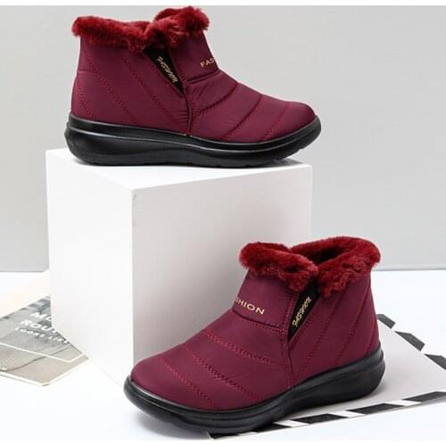 Women Ankle Boots Ladies Casual Snow Shoes Ladies Waterproof Warm Short Plush Soft Flats Non Slip Outdoor Comfortable New 2020
