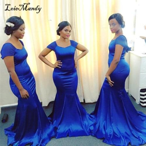 Wholesale Royal Blue Long Bridesmaid Dresses Mermaid Plus Size African Maid Of Honor Dress Cheap Formal Occasion Party Gowns