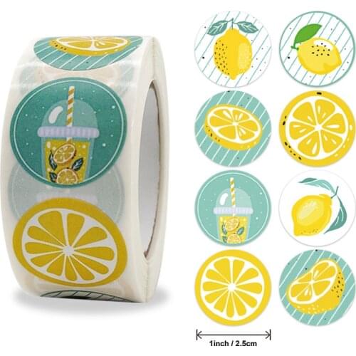 Circle Thank You Stickers 1" 500PCS Cute Envelope Seal Sticker Stationery Decor Gift Box Tag Yellow Lemon Orange Bottle Flower