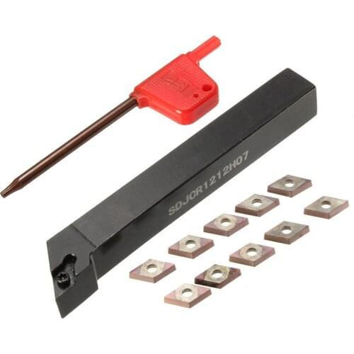 10Pcs DCMT0702 Insert With SDJCR1212H07 12X100mm Lathe Boring Turning Tool Holder 93 Degree