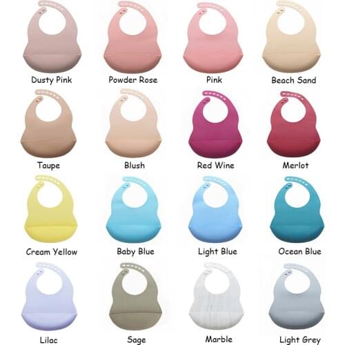 Chenkai 10PCS 16 Colors Silicone Newborn Feedings Bib Two Adjustable Button Baby Bibs Waterproof Tableware Food Grade BPA Free