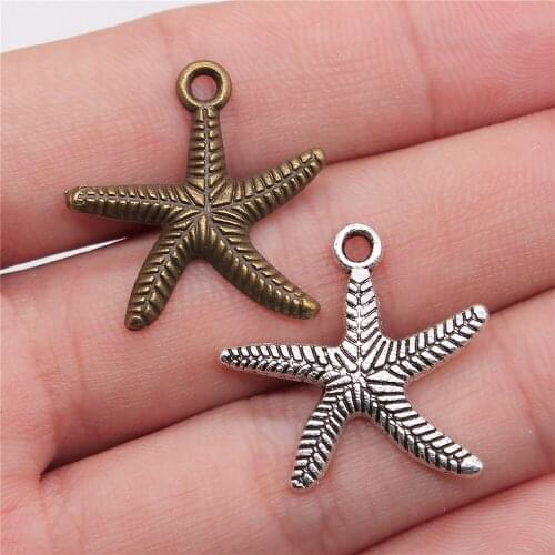 20pcs 25x24mm Starfish Pendant lot Antique Silver Color Starfish Pendant Starfish Pendant Charm
