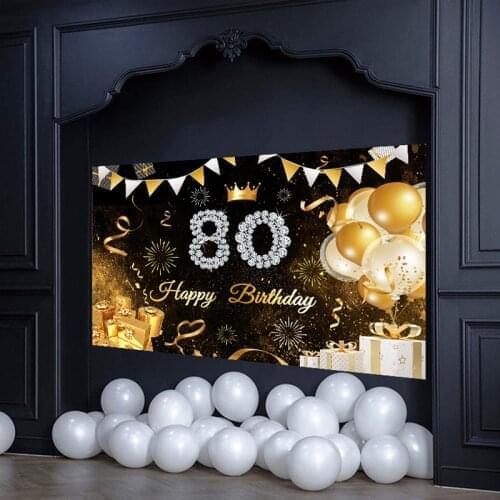 30 40 50 60 70 80 Years Old Banner Birthday Party Supplies Photography Background Decoration Gold Glitter Hanging Flag